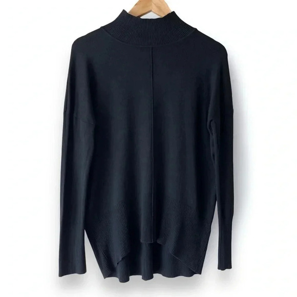 Vila Milano Tops - Vintage Wool Blend Long Sleeve Shirt Women M Black Mock Neck Hi-lo Hem